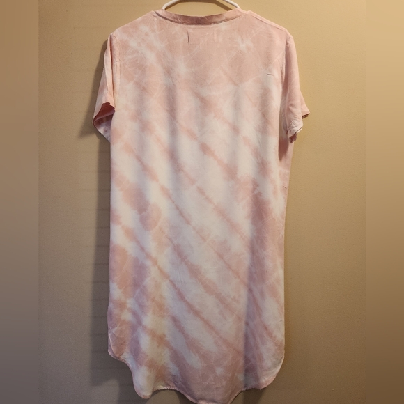 "Cloth & Stone" Pink Tie-Dye V-Neck Nitegown By Anthropology - Picture 4 of 7